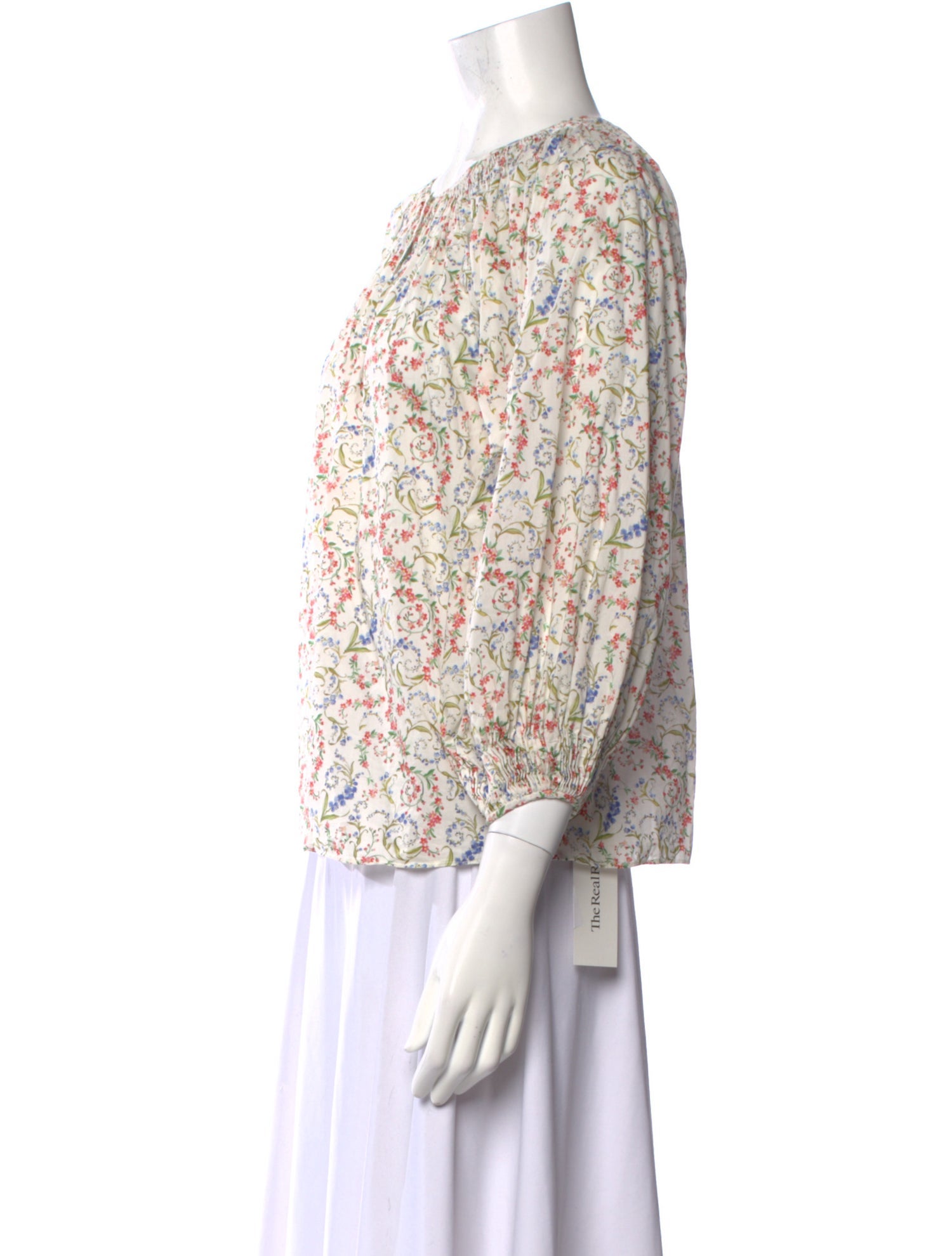 Loeffler Randall Floral Print Crew Neck Blouse